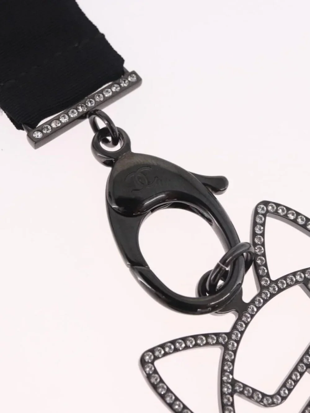 CHANEL Cat Robot Necklace metal Black CC Auth 185784M